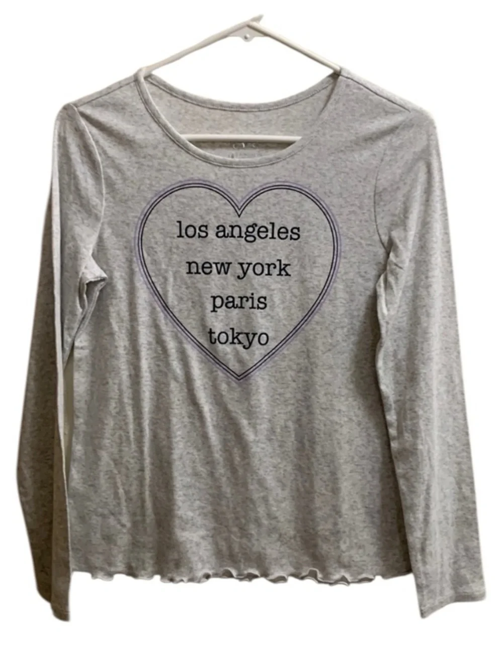 Justice Paris Tokyo New York Los Angeles Heathered Gray Size 14 Top Shirt